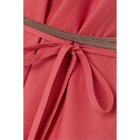 BRUNELLO CUCINELLI Poplin Maxi Dress With Monili Strap Detail In Red XS $4295 - Picture 4 of 13